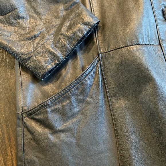 Vintage 100% Leather Women Full Length Trench Coatt   M  S  6 8 - Picture 8 of 12